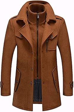 Glenmi Herren Mantel Wintermantel Slim Fit Wollmantel Business Herrenmantel Lange Trenchcoat (Color : Brown, Size : M) von Glenmi