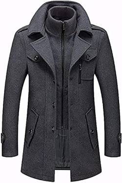 Herren Mantel Wintermantel Slim Fit Wollmantel Business Herrenmantel Lange Trenchcoat (Color : Gray, Size : L) von Glenmi