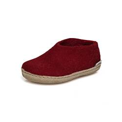 glerups dk Unisex - Kinder Hausschuhe,Jungen,Mädchen Hüttenschuhe,Ledersohle,lammfell Schafwolle Winter Pantoffel,Rot,30 EU / 11.5 UK Child von Glerups