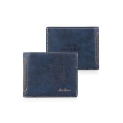 Glimmerday Bifold-Geldbörse aus Graviertem Leder mit Eingravierten Liebesbotschaften und Foto, Personalisiertes Geschenk für Papa, Perfekt zum Vatertag, Geburtstagsgeschenk für Männer, Blau von Glimmerday