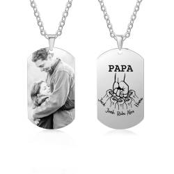 Glimmerday Personalisierte Foto-Halskette für Männer, Halskette, Geschenk für Papa, personalisierte Namenskette für Papa, Bild-Halskette, Geburtstagsgeschenke für Ehemann, Großvater, Vatertag von Glimmerday