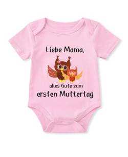 Glimnerize Strampler Baby Onesie Lustig Muttertagsgeschenke für MaMa 1. Muttertag Body Baby Kurzarmbody Frühchen Kleidung Erster Muttertag Rosa A1 3-6 Monate von Glimnerize