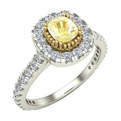 1,07 ct tw Fancy Gelb Cushion Cut Diamant Doppel Halo Split Schaft Verlobungsringe 18 Karat Wei?gold (Ringgr??e 7) von Glitz Design