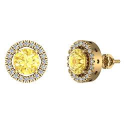 Citrin und Diamant Ohrringe für Frauen Halo Ohrringe 2,32 Karat 14K Gold, Metall, Citrin von Glitz Design