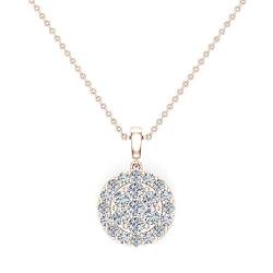 Cluster-Diamant-Anhänger-Halskette für Damen, 14 Karat Gold, Halo-Stil, 0,60 Karat, Metall, Diamant von Glitz Design