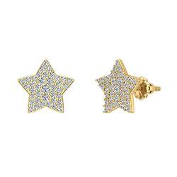 Diamantohrringe, Sternform, glamouröse Diamant-Cluster-Ohrstecker, 14 Karat Gold, 1/2 Karat (I, I1), Metall, Diamant von Glitz Design