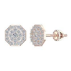 Diamantohrringe, sechseckige Diamant-Ohrstecker, 14 Karat Gold (1/2 Karat), Metall, Diamant von Glitz Design