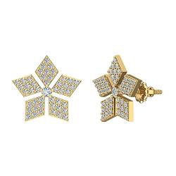 Diamantohrringe für Frauen Wildblume Blütenblatt Ohrringe 14 Karat Gold 0,50 Karat, Metall, Diamant von Glitz Design