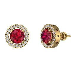 Peridot und Diamant Ohrringe für Frauen Halo Ohrringe 2,32 Karat 14K Gold, Metall, Peridot von Glitz Design