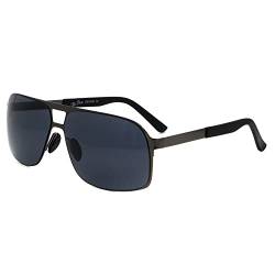 Global Glasses Herren Groß Sonnenbrille Leicht Metallrahmen Fahrerbrille/Golf UV400 Schutz Breit Sonnenbrille XL Schwarz Sonnenbrille CAT 3 von Global Glasses