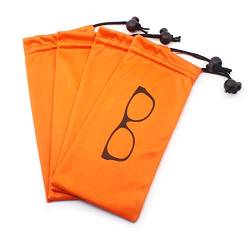 Global Glasses Weich Lagerung Beutel Drawstring Mikrofaser mit Wulst sperrens für Brillen, Kosmetika, Handys, Karten, Stifte, Schlüssel, Geldbörse ， Kleinteil, um Platz zu sparen (4 PCS Orange/Set) von Global Glasses