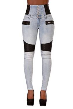 Glook Skinny Jeans Damen High Waist Stretch Hose Damen | Slim Fit Jeans Damen mit hohem Bund und Po-Pushup Effekt | Damen Jeans Stretch Hose (36, Blau) von Glook