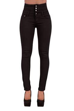 Glook Skinny Jeans Damen High Waist Stretch Hose Damen | Slim Fit Jeans Damen mit hohem Bund und Po-Pushup Effekt | Damen Jeans Stretch Hose (46, Schwarz) von Glook