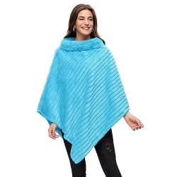 Gloop Damen Elegante Winter Kunst Pelz Poncho Rundhals Jacke Dicker Poncho Warm aus Gestricktem Pelz von Gloop