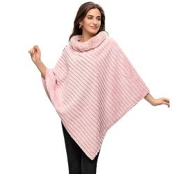 Gloop Damen Elegante Winter Kunst Pelz Poncho Rundhals Jacke Dicker Poncho Warm aus Gestricktem Pelz von Gloop