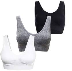 Gloop Damen Klassische Frauen Büstenhalter Ohne Bügel Seamless Strech Ohne Buegel Push up Yoga Sports BH Bra Top 3-er Set Fitnesstraining von Gloop