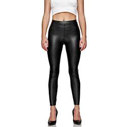 Gloop Damen Kunstleder Leggings High Waist Leggings Hose Strumpfhosen Treggins Leggins Kunstleder Leggings Leder Look hüfthoch (DE/NL/SE/PL, Alphanumerisch, 3XL, Regular, Regular, Schwarz Matt) von Gloop