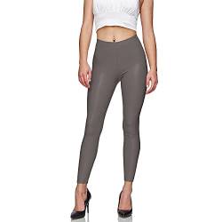 Gloop Damen Kunstleder Leggings High Waist Leggings Hose Strumpfhosen Treggins Leggins Kunstleder Leggings Leder Look hüfthoch (DE/NL/SE/PL, Alphanumerisch, S, Regular, Regular, Grau) von Gloop