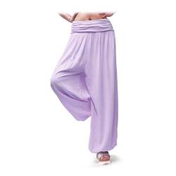 Gloop Damen Pumphose Haremhose Freizeithose Sommerhose Hose in Blumen Muster oder UniFarben HS201701 (DE/NL/SE/PL, Alphanumerisch, XL, 3XL, Regular, Regular, Pastell Plum 13090a44) von Gloop