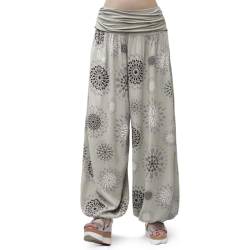 Gloop Damen Pumphose Haremhose Freizeithose Sommerhose Hose in Blumen Muster oder UniFarben HS201709, Taupe 13024a24.1, XL/XXXL von Gloop