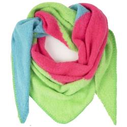 Gloop Damen Schal XXL Strick Dreieck Schal Poncho Halstuch Dreieckstuch Musselin kuscheliger Schal ohne Kratze an Haut (Grün-Rosa) von Gloop