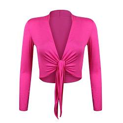 Gloop Damen Schöne, Elegante Bolero Jäckchen Langarm Bolero zum Knoten, Pink, M von Gloop