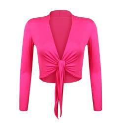 Gloop Damen Schöne, Elegante Bolero Jäckchen Langarm Bolero zum Knoten,Aprikosa,XL von Gloop