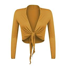 Gloop Damen Schöne, Elegante Bolero Jäckchen Langarm Bolero zum Knoten,Kamelle,M von Gloop