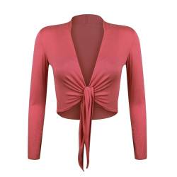 Gloop Damen Schöne, Elegante Bolero Jäckchen Langarm Bolero zum Knoten von Gloop