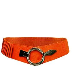 Gloop Damen Taillengürtel Elastischer gürtel 6cm breiter Hüftgürtel silberner Ring (Dunkelorange 18905a18) von Gloop