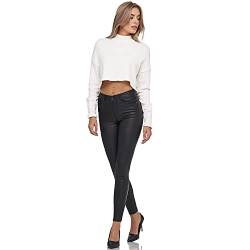 Gloop Skinny Fit Jeans Fit-Hose mit Ledereffekt Smooth Coated Pant von Gloop