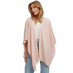 gloop Damen Poncho,Schal Pullover, Lange Strickjacke, Strickpullover, Mantel,XXL Umhängetuch,Tunika für Sommer und Winter, Hellrosa, Einheitsgröße von Gloop