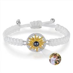 Benutzerdefinierte Foto Armbänder Mit Bild Innen Personalisiertes Bild Armband für Mädchen Jungen Personalisierte Foto Geschenke für Männer Frauen Geburtstag Valentinstag (Sonnenblume-Weiß) von Glooraca