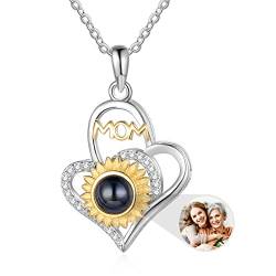 Foto Halsketten für Frauen personalisierte Halskette mit Bild innerhalb Projektion Halskette benutzerdefinierte Foto-Halskette für Frauen Freundin Mom Geburtstag Geschenke (Style 27) von Glooraca