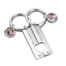 Glooraca Paar Geschenke Personalisierte Schlüsselanhänger mit Bild Benutzerdefinierte Foto Schlüsselanhänger für Freund Freundin Passende Schlüsselanhänger für Paare (Color 1) von Glooraca