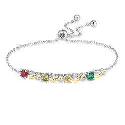 Glooraca Personalisierte Birthstone Armbänder für Frauen Infinity Armbänder benutzerdefinierte Birthstone Armband für Mama Frau Tochter Freundin (4 Names) von Glooraca