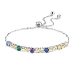 Glooraca Personalisierte Birthstone Armbänder für Frauen Infinity Armbänder benutzerdefinierte Birthstone Armband für Mama Frau Tochter Freundin (5 Name) von Glooraca