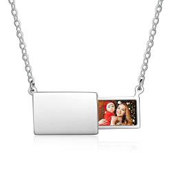 Glooraca Personalisierte Foto Halskette für Mutter Umschlag Kette Foto Anhänger Halskette mit Namen Kette für Paar Pärchen Mutter Tochter von Glooraca