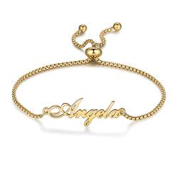 Glooraca Personalisierte Name Armbänder für Frauen benutzerdefinierte Frauen Name Armbänder Einstellbare Armbänder Personalisierte Geschenke für Mama Frau Freundin (Gold) von Glooraca