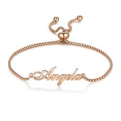 Glooraca Personalisierte Name Armbänder für Frauen benutzerdefinierte Frauen Name Armbänder Einstellbare Armbänder Personalisierte Geschenke für Mama Frau Freundin (Roségold) von Glooraca