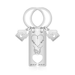 Glooraca Personalisierte Paar Schlüsselanhänger Individuelle Schlüsselanhänger für Paare Passende Schlüsselanhänger für Frauen Männer Personalisierte Paar Geschenk (Style 1) von Glooraca