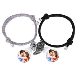 Glooraca Personalisiertes Foto-Armband mit Bild im Inneren, benutzerdefinierte passende Paar-Armbänder für Sie und Ihn, Fotoprojektion, Paare, Armbänder, Geschenke für Frauen und Männer (B) von Glooraca