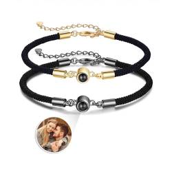 Glooraca Personalisiertes Foto-Armband mit Bild im Inneren, benutzerdefinierte passende Paar-Armbänder für Sie und Ihn, Fotoprojektion, Paare, Armbänder, Geschenke für Frauen und Männer (F) von Glooraca