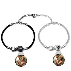 Glooraca Personalisiertes Foto-Armband mit Bild im Inneren, benutzerdefinierte passende Paar-Armbänder für Sie und Ihn, Fotoprojektion, Paare, Armbänder, Geschenke für Frauen und Männer (I) von Glooraca