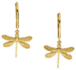 GLOWYBOX Ohrringe Libelle 14ct GOLD plattiert mit filigraner Libelle Länge 16 mm von GLOWYBOX - Libelle gold im Art Déco Design Geschenk für Damen, Frauen, Mädchen von Glowybox