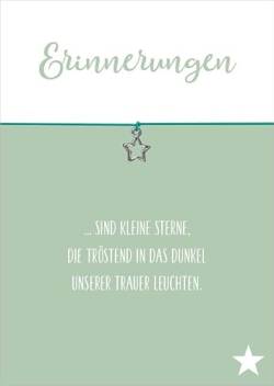 Glücksschmiedin - "Erinnerungen Trost Geschenk, Wunscharmband in TÜRKIS mit silberfarbenem STERN-Anhänger und Beileidskarte, handgefertigt von Glücksschmiedin