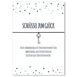 Glücksschmiedin - Glücksbringer Geschenk, Armband mit silberfarbenem Schlüssel, Anhänger und Spruchkarte, lokal handgefertigt von Glücksschmiedin