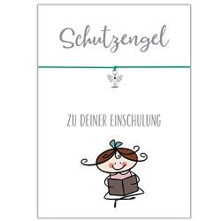 Glücksschmiedin - Schutzengel Geschenk mit handgemachten Armband mit Engel Anhänger und Postkarte für Einschulung von Glücksschmiedin