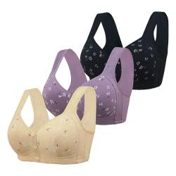 3er Pack Damen Klassischer BH Komfort Gepolstert Ohne Bügel Vollschalen Starker Halt BH Vorderverschluss Einfarbig Große Bequem Stretch Bra Klassische Bustier Damen BH Modern Bralette (PP2, 44) von Glücksvogel