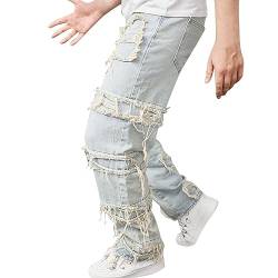 Baggy Y2K Hip Hop Style Jeanshose Herren Jungen Lang Jeans Loose Fit Pants Classic Regular Hosen Skateboard Streetwear Jeanshosen Vintage Weitem Bein Breite Jeans Gerade Denim Hosen Teenager Jungen von Glücksvogel